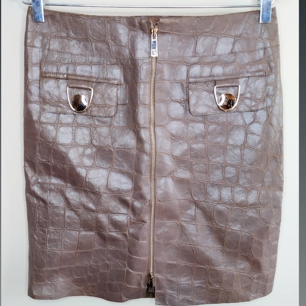 ECCOCI Crocodile Leather Metallic Skirt 6